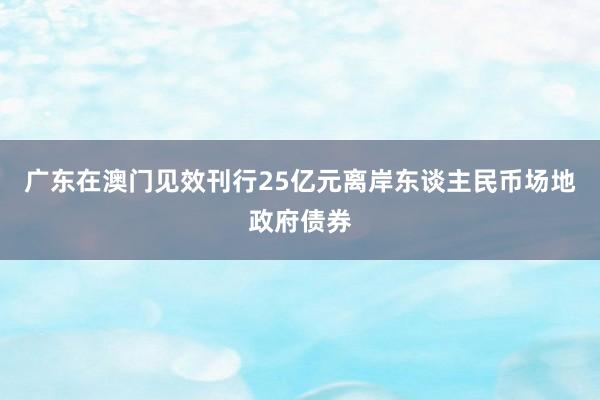 广东在澳门见效刊行25亿元离岸东谈主民币场地政府债券