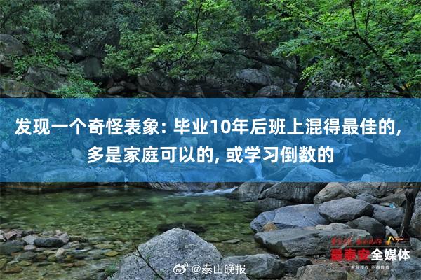 发现一个奇怪表象: 毕业10年后班上混得最佳的, 多是家庭可以的, 或学习倒数的